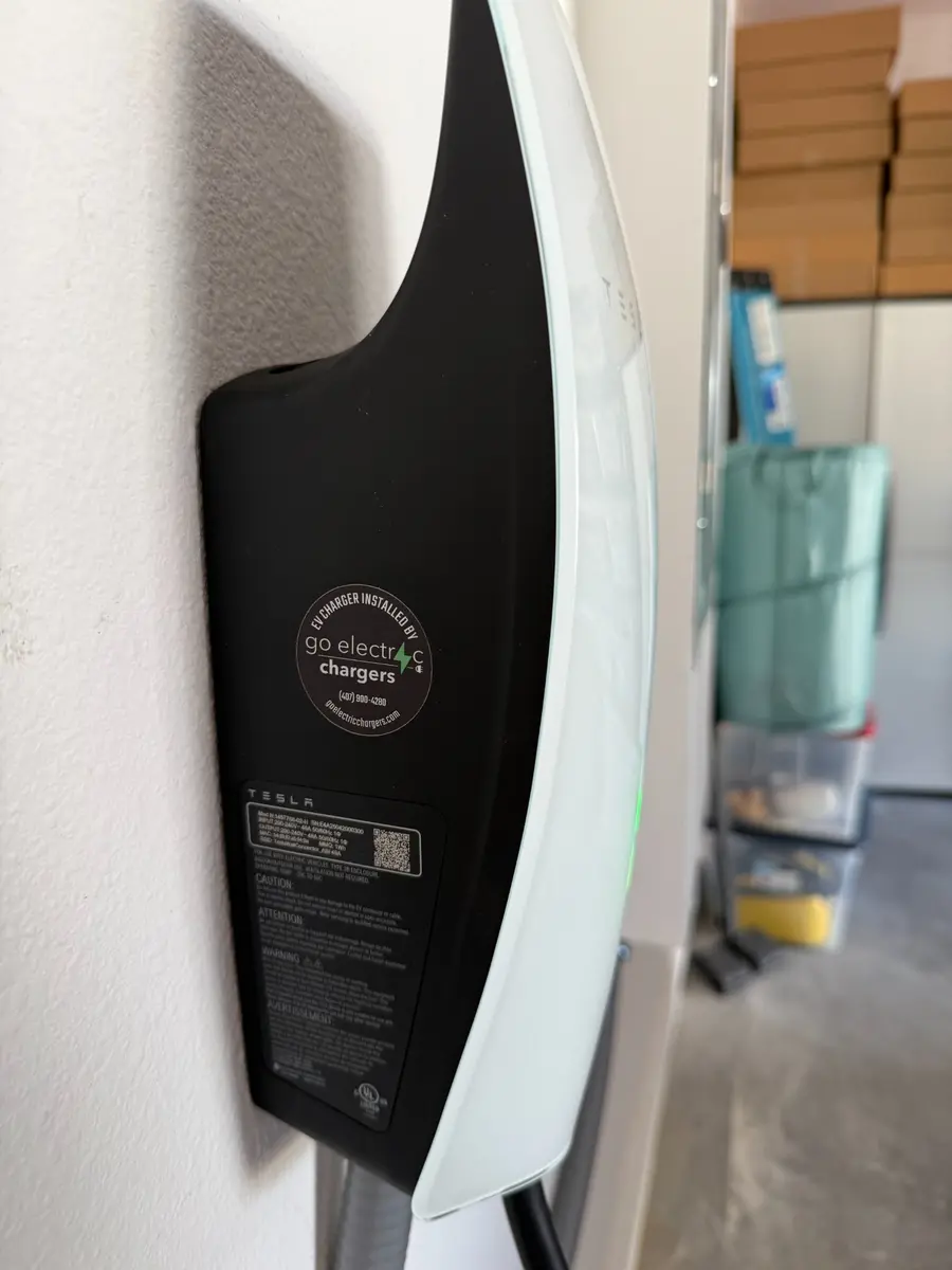 Tesla home charger installed by Go Electric Chargers